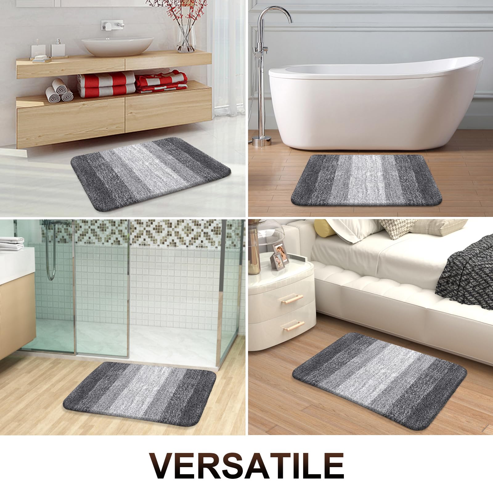 OLANLY Bathroom Rugs Mat 30x20, Extra Soft Absorbent Microfiber Bath Rugs, Rubber Backing, Quick Dry, Machine Washable Bath Mats for Bathroom Floor, Tub, Shower and Home Decor Accessories, Grey - The One Stop Deals