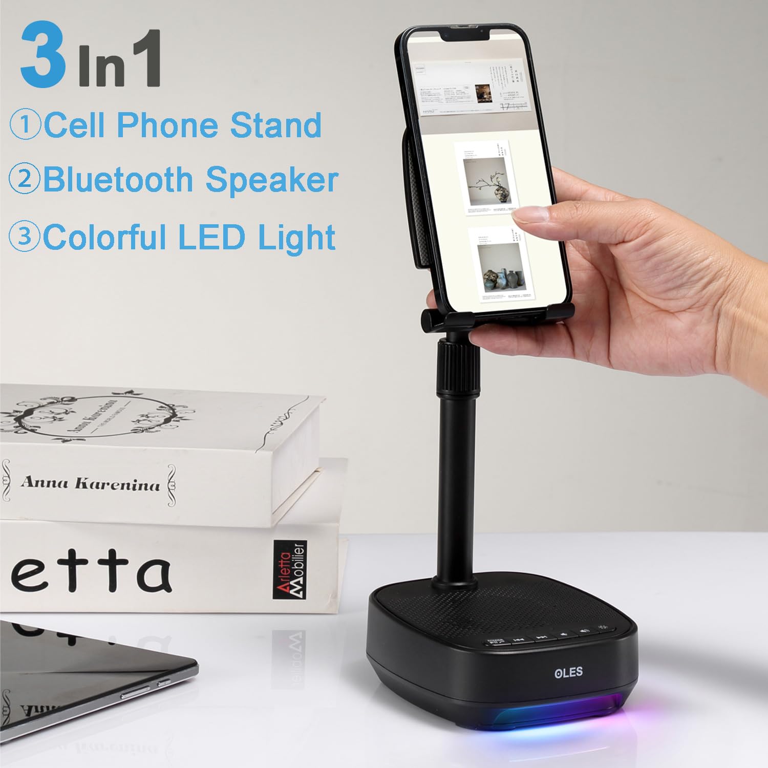 OLES Gifts for Men Him, Cell Phone Stand with Wireless Speaker(7 - 11’’Height), Birthday Gifts for Men, Gifts Him, Phone Holder for iPhone/Android/Tablet, Unique Gifts for Dad Him Mom, Women Gifts - The One Stop Deals