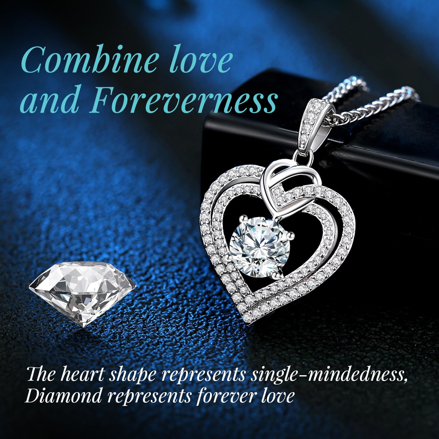 OOBEE Sparkling Love Heart Moissanite Necklaces for Women, D Color VVS Moissanite Diamond 925 Sterling Silver Fine Jewelry, Ideal Birthday Anniversary Christmas Gift for Women Wife Mom Girlfriend - The One Stop Deals