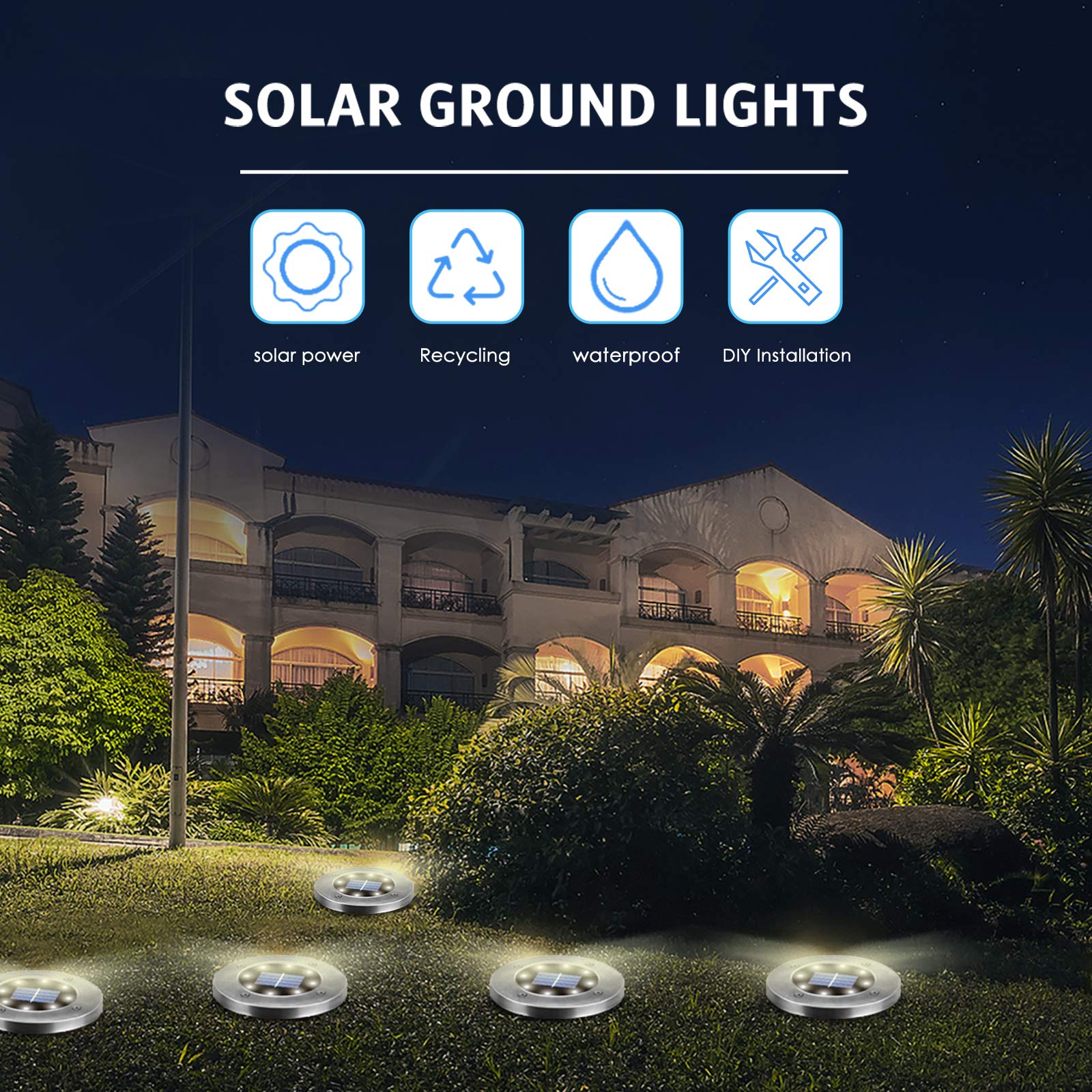 OULONGER Solar Lights Outdoor,12 Pack Solar Lights Outdoor Waterproof,Solar Garden Lights Landscape Lighting for Outside Patio Pathway Yard Lawn Driveway Deck Step Walkway(White Light) - The One Stop Deals