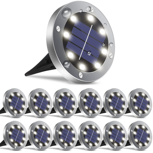 OULONGER Solar Lights Outdoor,12 Pack Solar Lights Outdoor Waterproof,Solar Garden Lights Landscape Lighting for Outside Patio Pathway Yard Lawn Driveway Deck Step Walkway(White Light) - The One Stop Deals