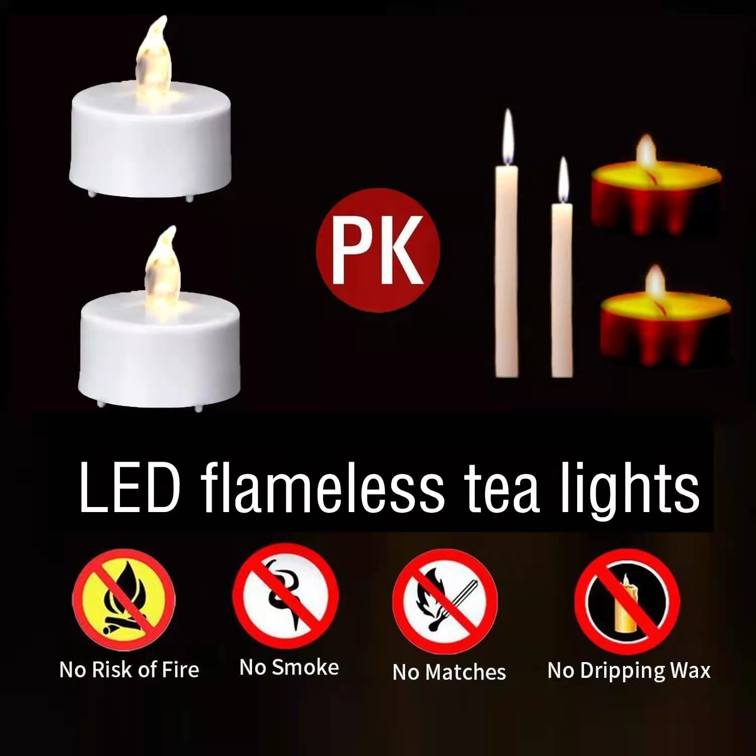 Paichi Battery Operated Flameless Tea Lights, Led Flickering Electric Votive Candle 24 Pack Realistic and Bright for Seasonal, Festive Celebrations and Holiday Gifts Warm White Lamp Long Lasting - The One Stop Deals