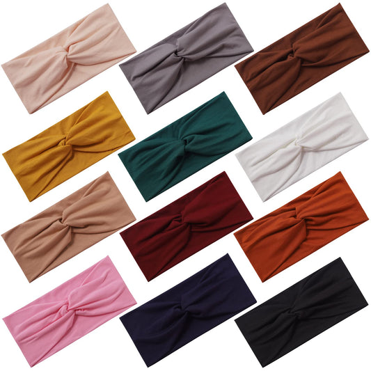 Panleding 12 Pcs Stretchy Headbands for Women, Absorbed Sport Headband Soft Twist Knotted Headbands for Daily Life Yoga Workout - The One Stop Deals