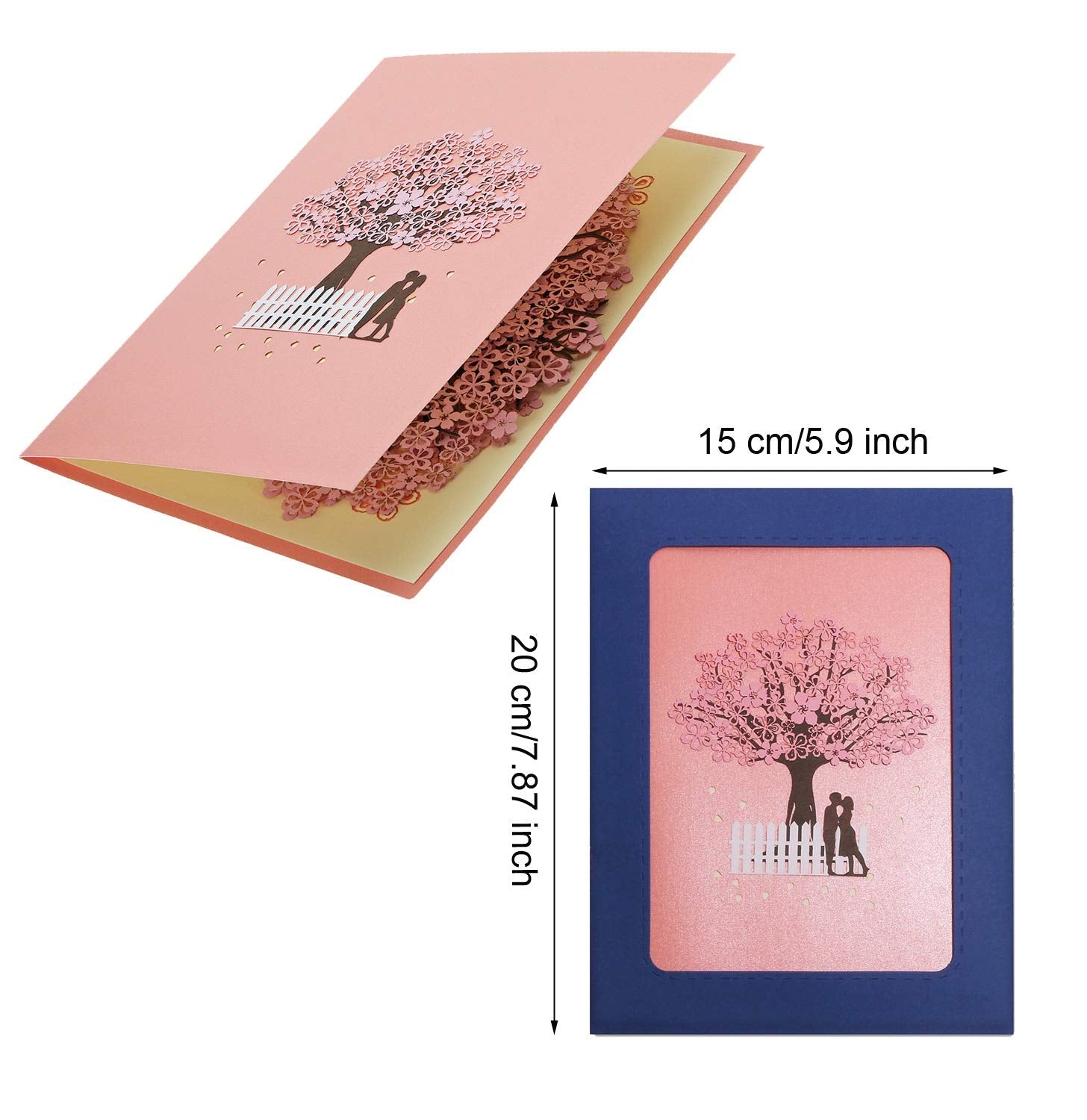 PENTA ANGEL Handmade Cherry Blossom Card Pop Up 3D Flower Card Romantic Love Letter Greeting Anniversary Wedding Valentine Birthday Gift Card Blank Stationery Paper Card for Her Him Husband Wife - The One Stop Deals