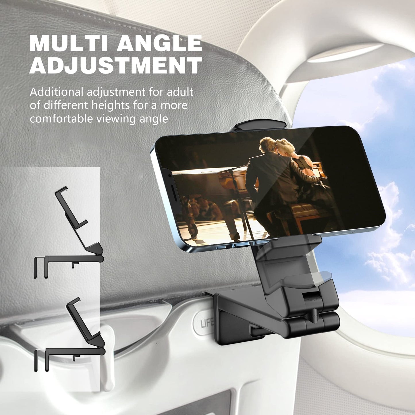 Perilogics Universal in Flight Airplane Phone Holder Mount. Hands Free Viewing with Multi - Directional Dual 360 Degree Rotation. Pocket Size Must Have Airplane Travel Essential Accessory for Flying - The One Stop Deals