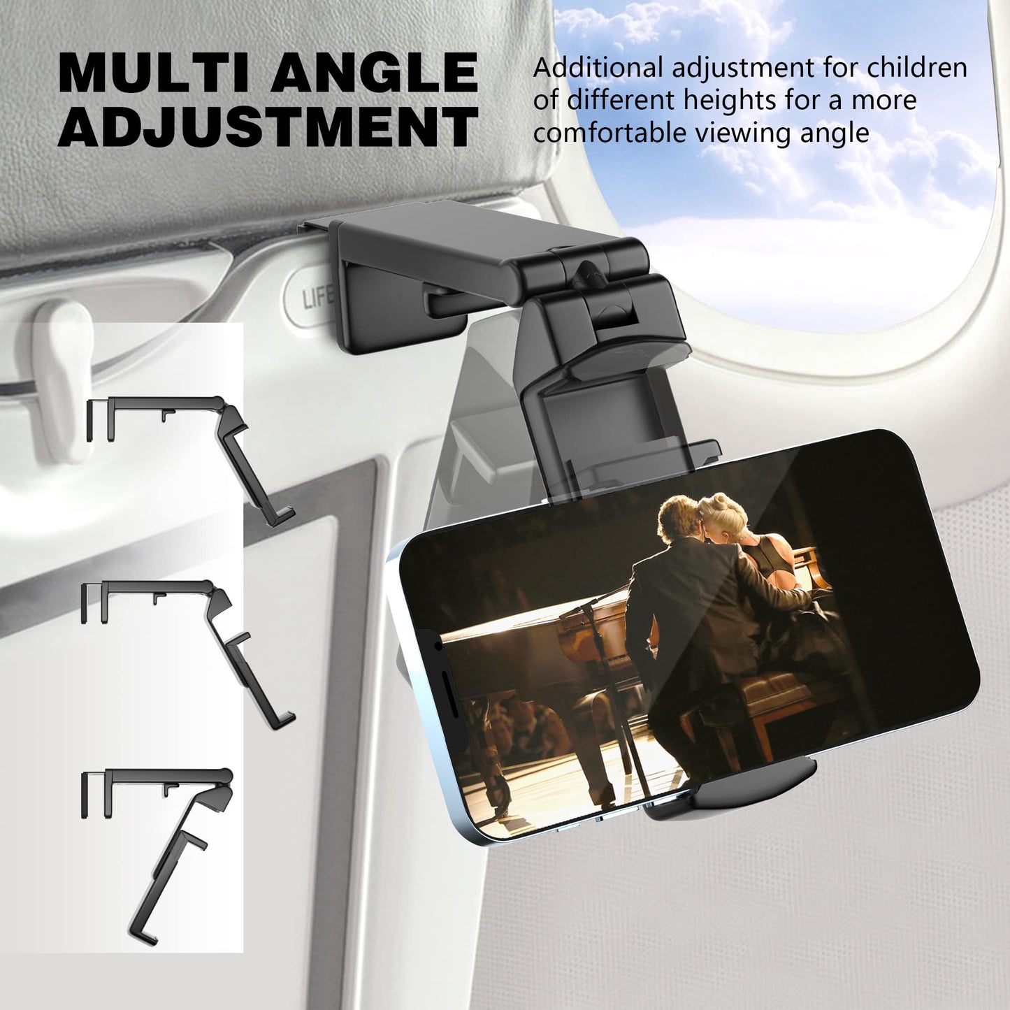 Perilogics Universal in Flight Airplane Phone Holder Mount. Hands Free Viewing with Multi - Directional Dual 360 Degree Rotation. Pocket Size Must Have Airplane Travel Essential Accessory for Flying - The One Stop Deals