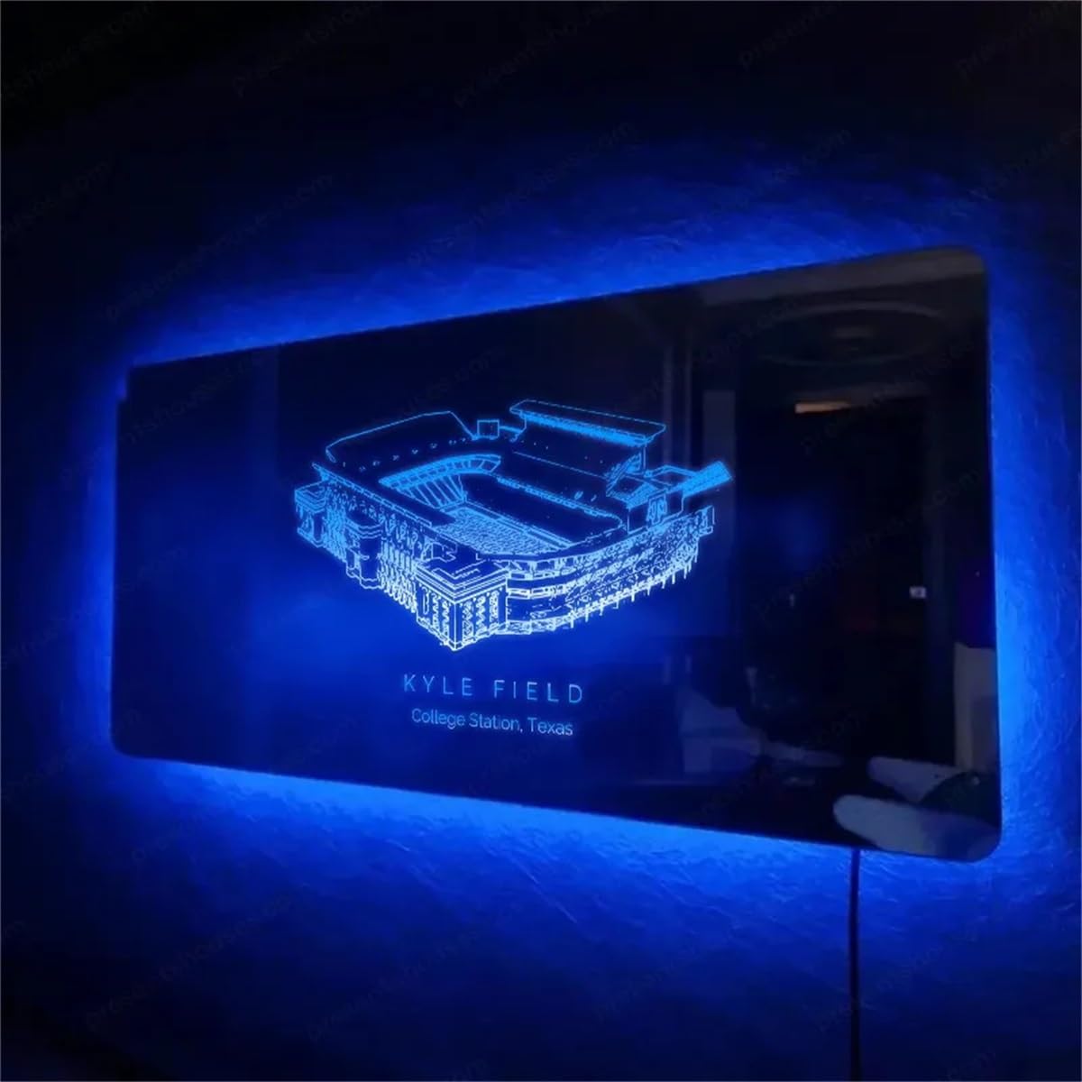 Personalized American Football Stadium Mirror Night Light Wall Mounted Custom Stadium Birthday Gifts Christmas Girls for Man Sports Lovers Living Room Bedroom Decor (Football Stadium) - The One Stop Deals