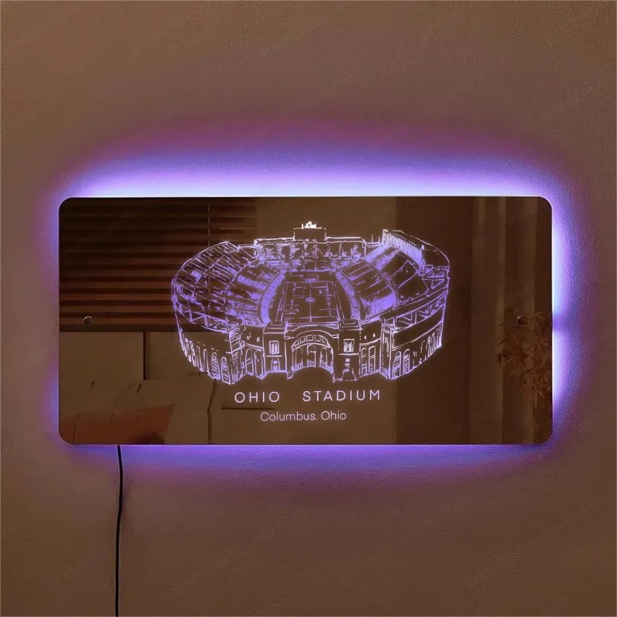 Personalized American Football Stadium Mirror Night Light Wall Mounted Custom Stadium Birthday Gifts Christmas Girls for Man Sports Lovers Living Room Bedroom Decor (Football Stadium) - The One Stop Deals