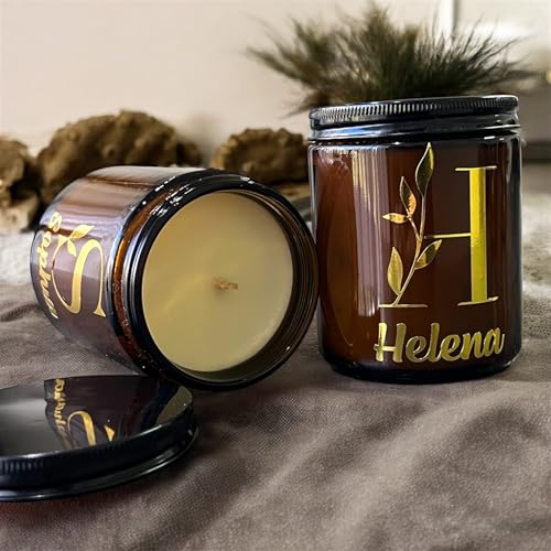 Personalized Scented Soy Candle with Gold Foil Name Customization - 7oz Custom Candle Gift | Scent Vanilla, Sandalwood, Angel, Jasmine | Gift for Birthdays, Holidays, and Special Occasions - The One Stop Deals