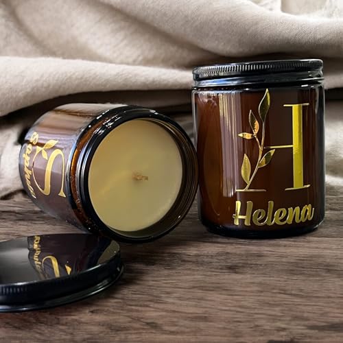 Personalized Scented Soy Candle with Gold Foil Name Customization - 7oz Custom Candle Gift | Scent Vanilla, Sandalwood, Angel, Jasmine | Gift for Birthdays, Holidays, and Special Occasions - The One Stop Deals