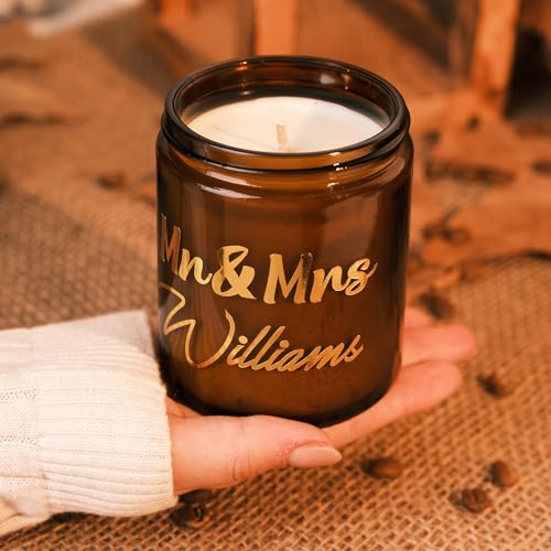 Personalized Scented Soy Candle with Gold Foil Name Customization - 7oz Custom Candle Gift | Scent Vanilla, Sandalwood, Angel, Jasmine | Gift for Birthdays, Holidays, and Special Occasions - The One Stop Deals