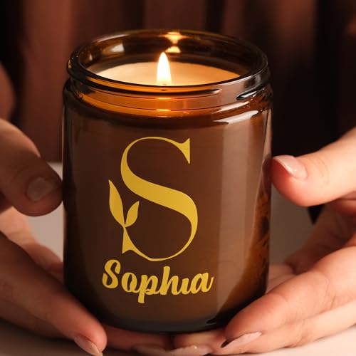 Personalized Scented Soy Candle with Gold Foil Name Customization - 7oz Custom Candle Gift | Scent Vanilla, Sandalwood, Angel, Jasmine | Gift for Birthdays, Holidays, and Special Occasions - The One Stop Deals