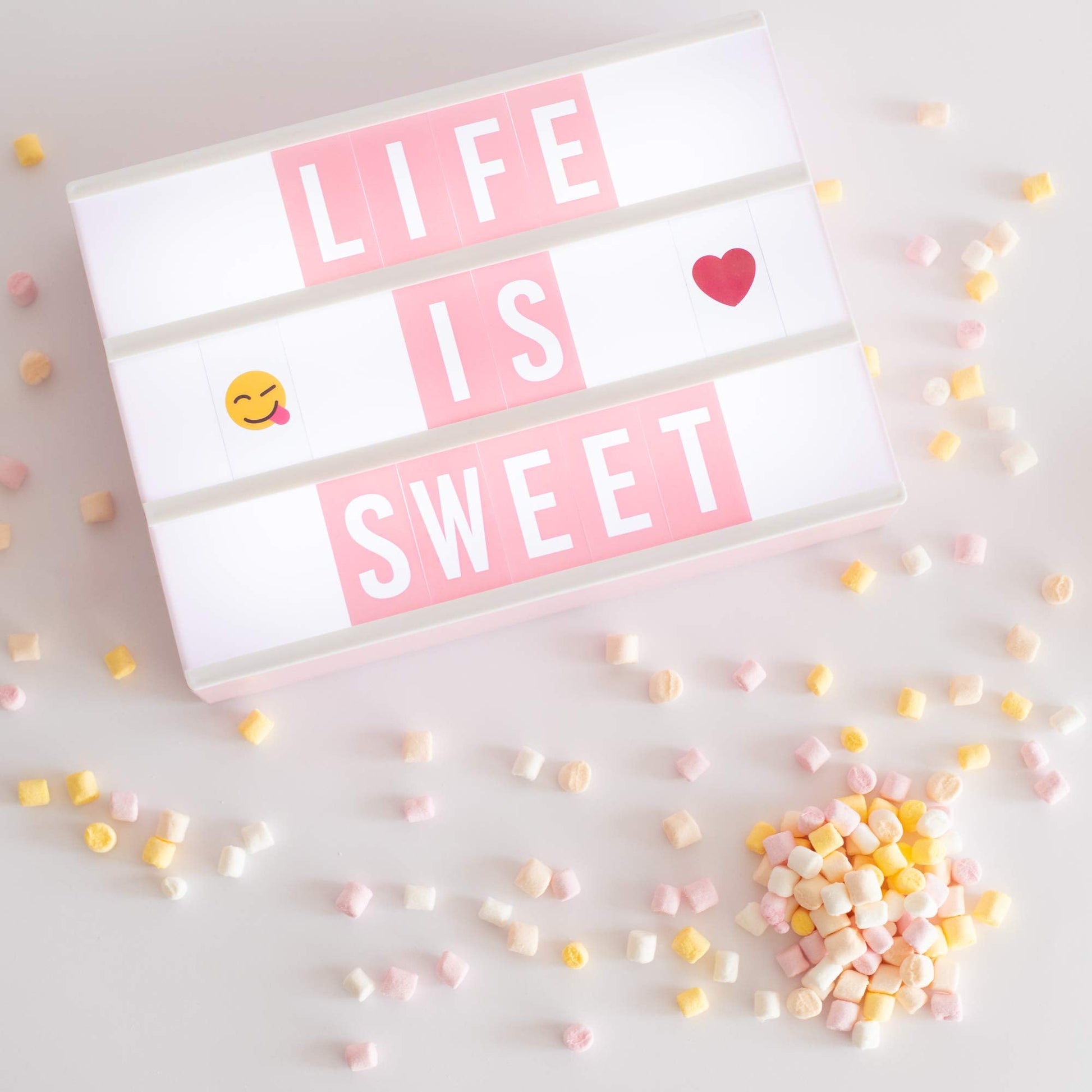 Pink Cinema Light Box with 400 Letters & Emojis & 2 Markers - BONNYCO | Led Light Box Home Office & Room Decor | Light Up Sign Letters Board Gifts for Women & Girls Christmas & Birthdays | Pink Decor - The One Stop Deals