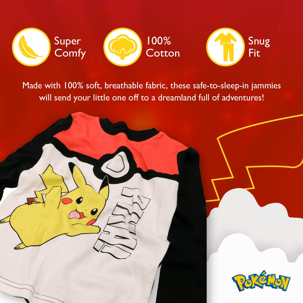 Pokemon Boys' 6 - Piece Snug - Fit Cotton Pajamas Set, Poke Treasure, 10 - The One Stop Deals