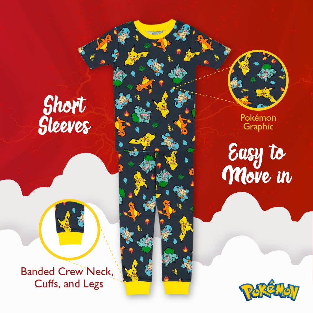 Pokemon Boys' 6 - Piece Snug - Fit Cotton Pajamas Set, Poke Treasure, 10 - The One Stop Deals