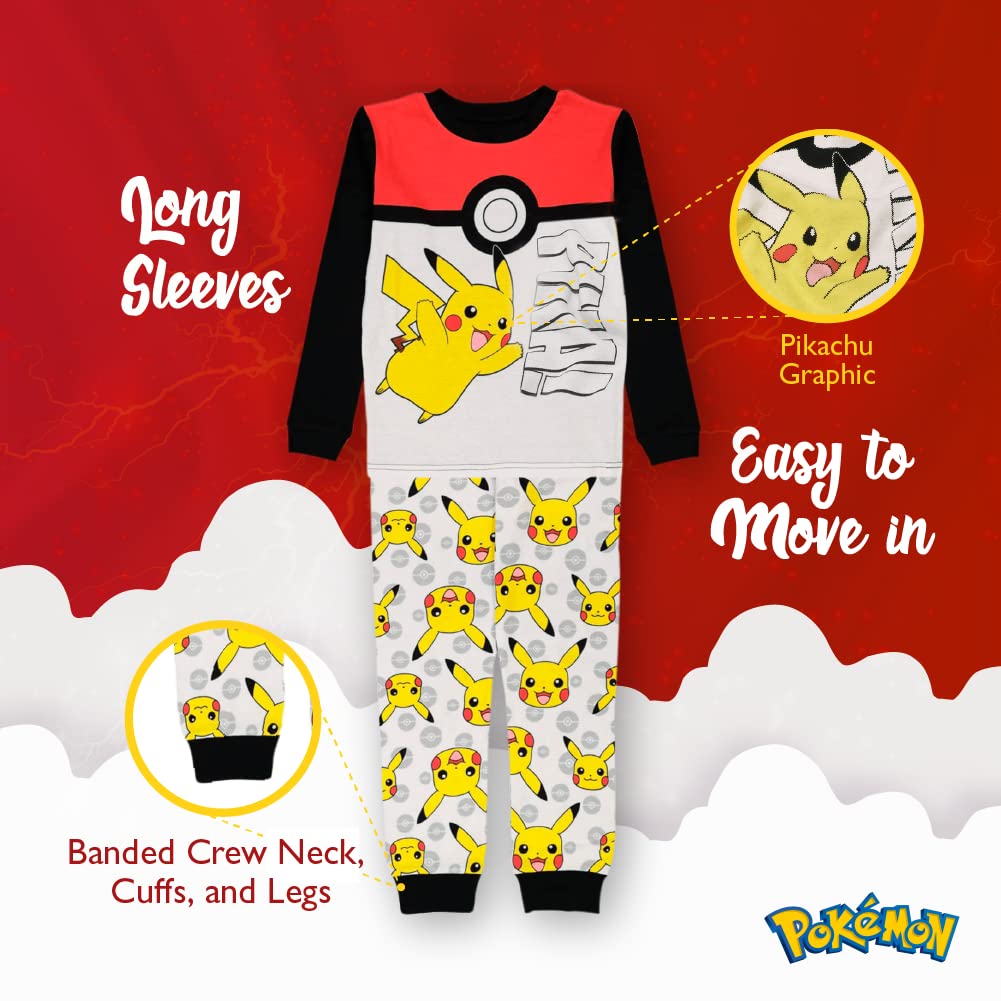 Pokemon Boys' 6 - Piece Snug - Fit Cotton Pajamas Set, Poke Treasure, 10 - The One Stop Deals