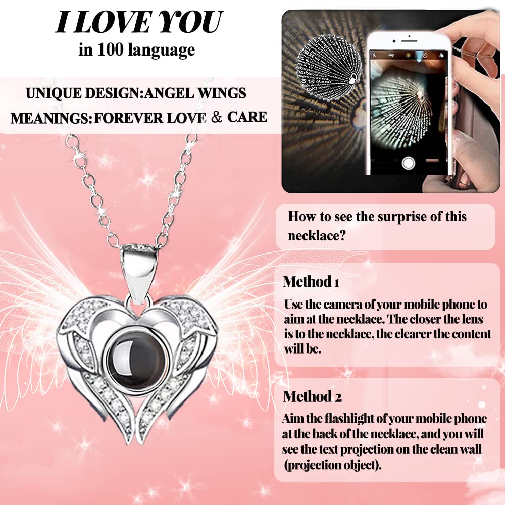 Preserved Real Rose with I Love You Necklace 100 Languages, Gifts for Girlfriend, Women, Mom, Wife - The One Stop Deals