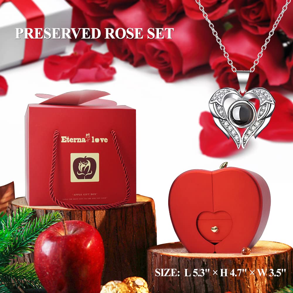 Preserved Real Rose with I Love You Necklace 100 Languages, Gifts for Girlfriend, Women, Mom, Wife - The One Stop Deals