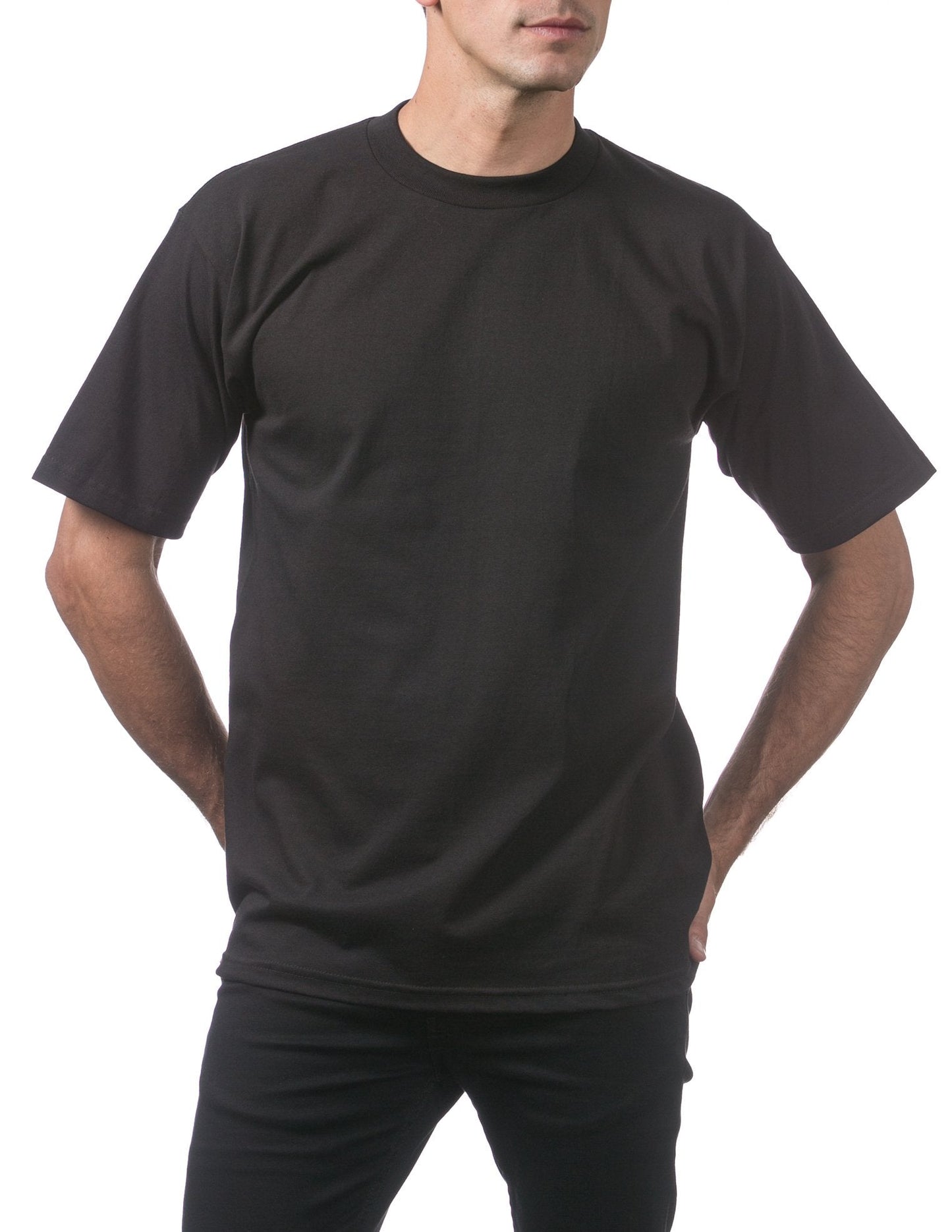 Pro Club Men's 3 - Pack Heavyweight Cotton Short Sleeve Crew Neck T-Shirt, Black, Large - The One Stop Deals