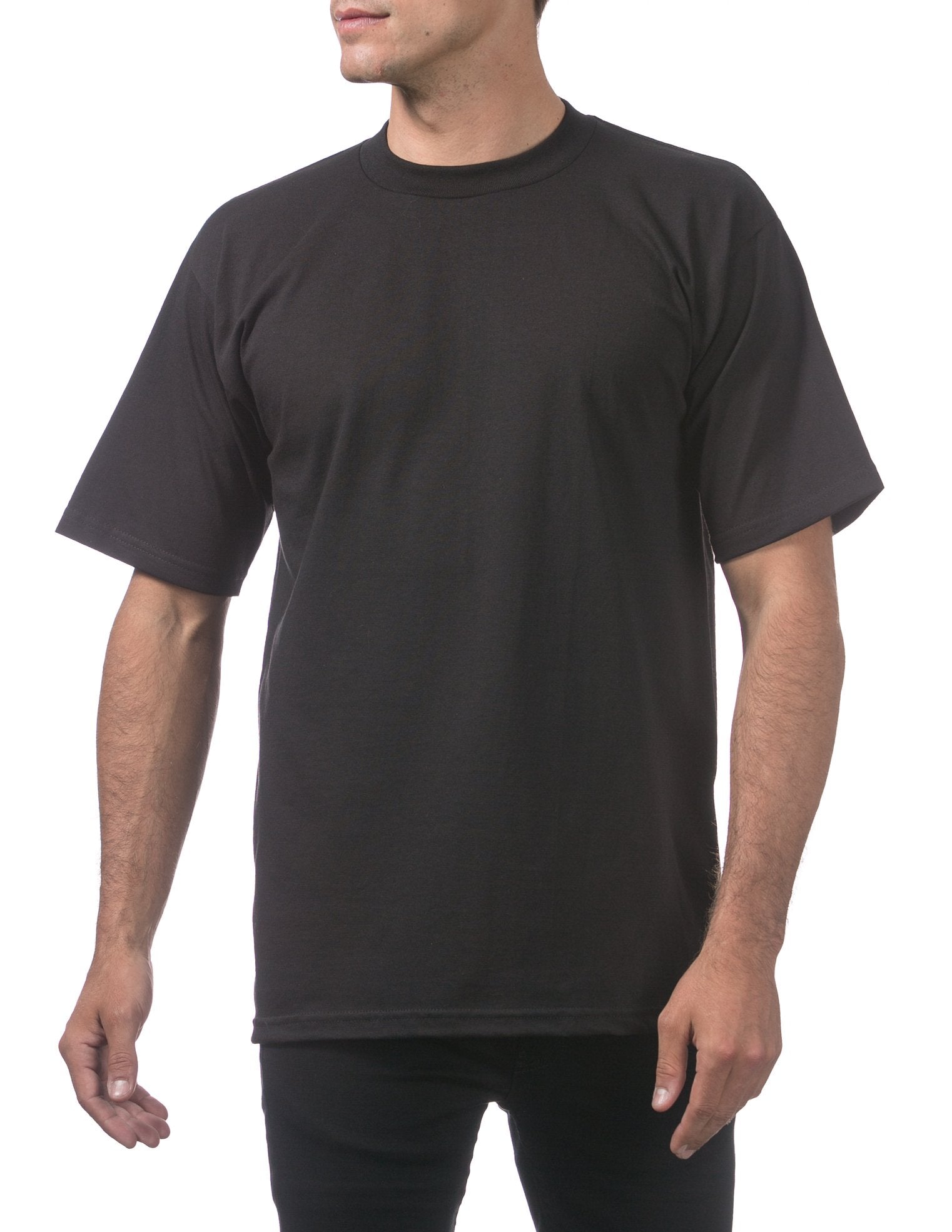 Pro Club Men's 3 - Pack Heavyweight Cotton Short Sleeve Crew Neck T-Shirt, Black, Large - The One Stop Deals