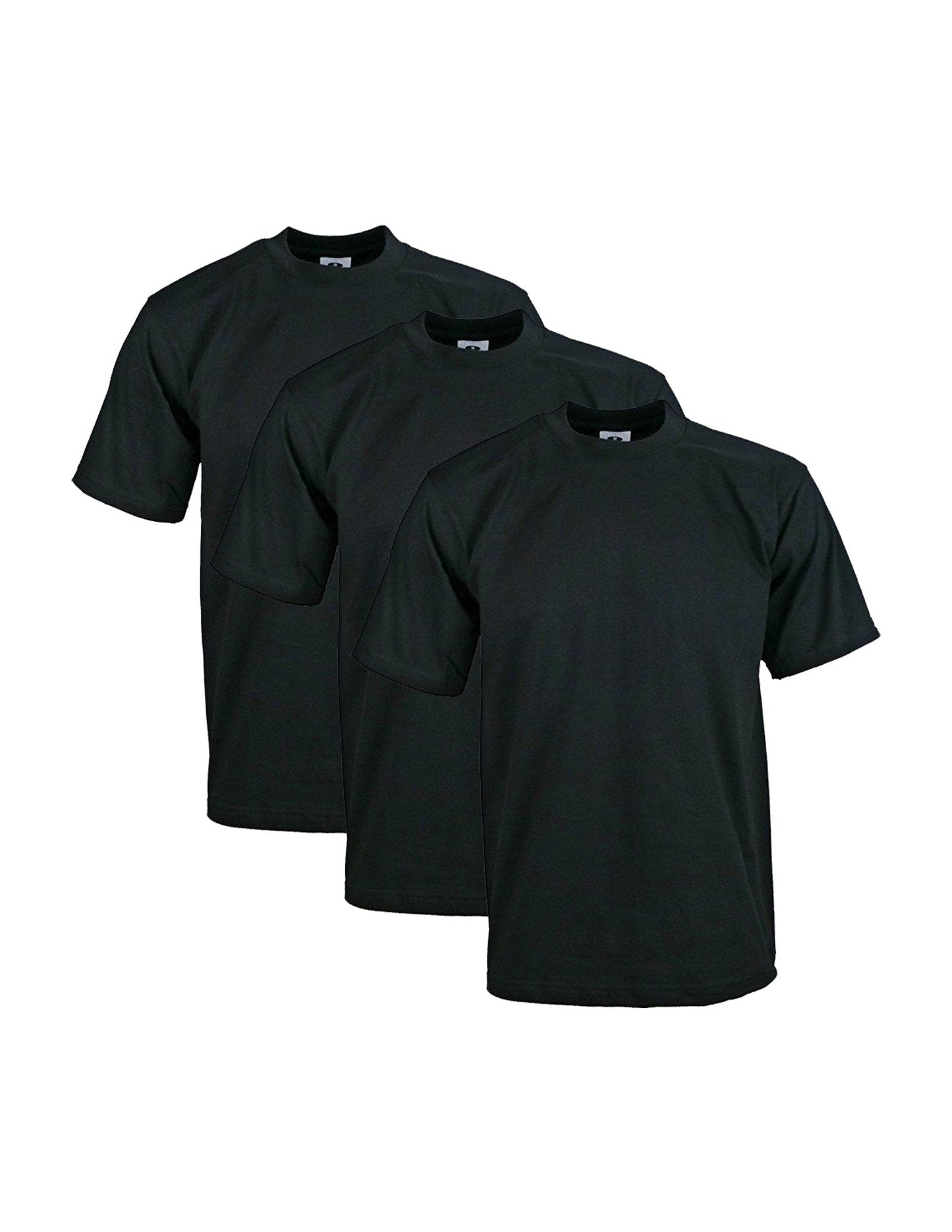 Pro Club Men's 3 - Pack Heavyweight Cotton Short Sleeve Crew Neck T-Shirt, Black, Large - The One Stop Deals