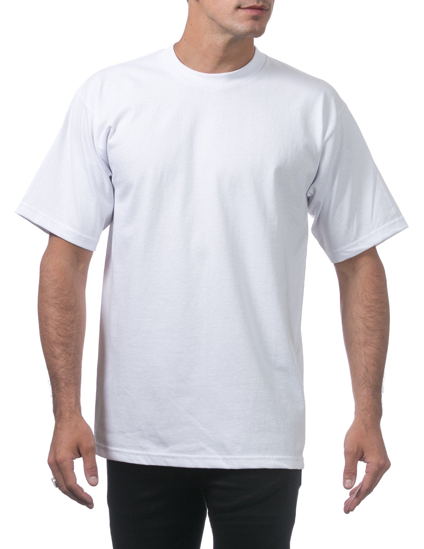 Pro Club Men's 3 - Pack Heavyweight Cotton Short Sleeve Crew Neck T-Shirt, White, Large - The One Stop Deals