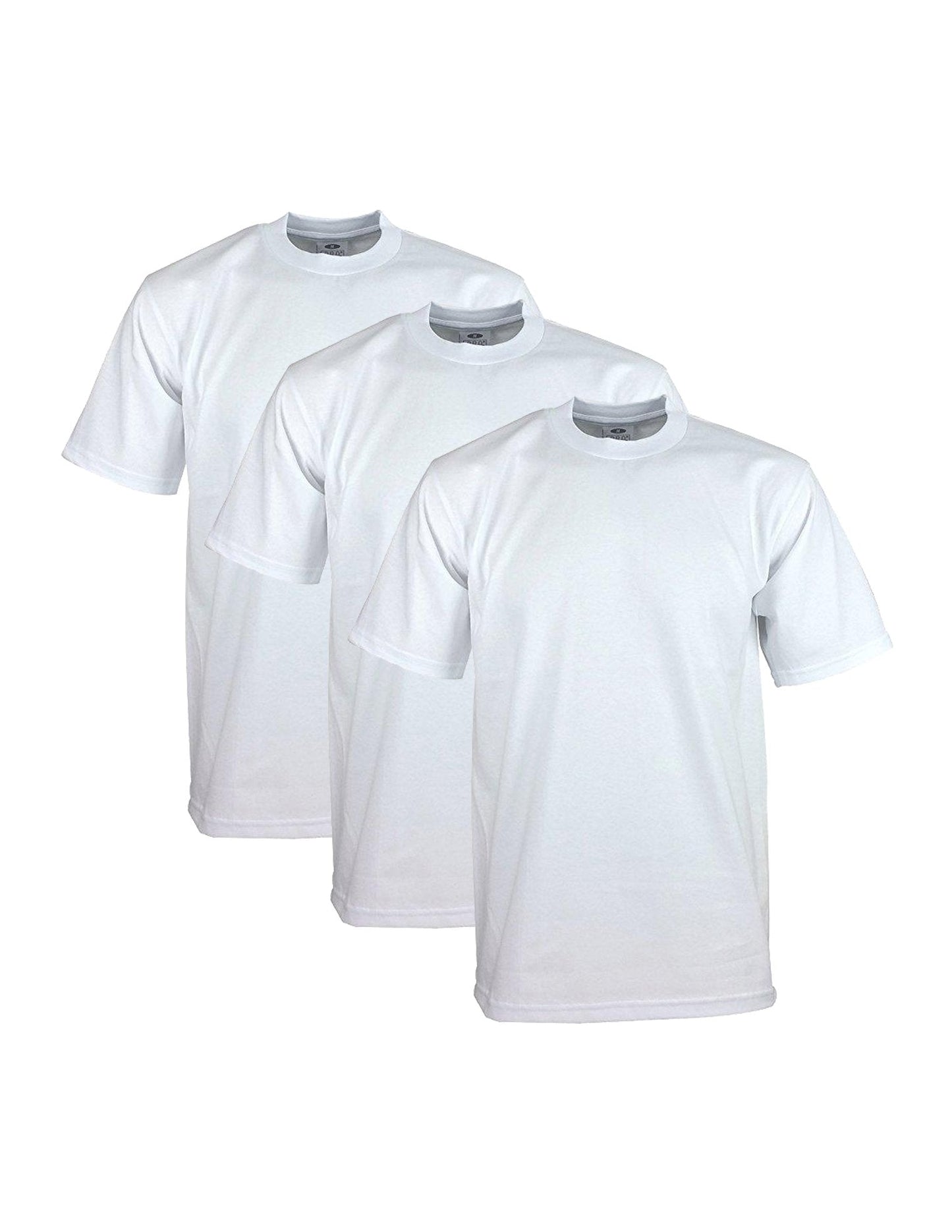 Pro Club Men's 3 - Pack Heavyweight Cotton Short Sleeve Crew Neck T-Shirt, White, Large - The One Stop Deals