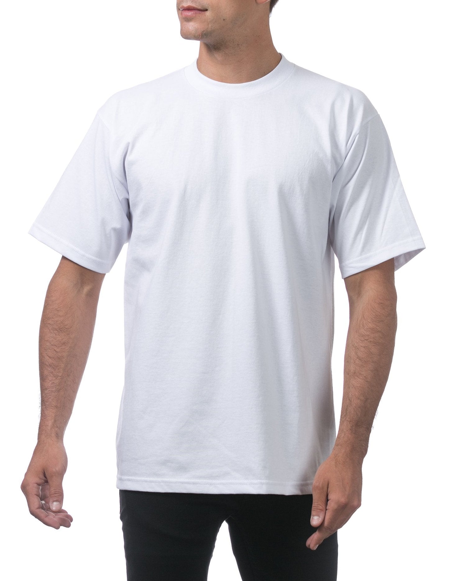 Pro Club Men's 3 - Pack Heavyweight Cotton Short Sleeve Crew Neck T-Shirt, White, Large - The One Stop Deals