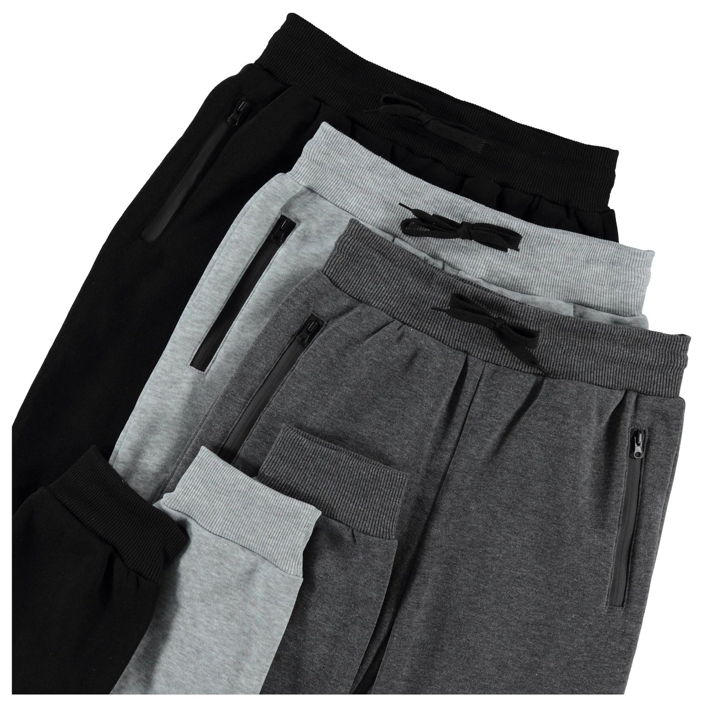 PURE CHAMP 3Pk Boys Sweatpants Fleece Athletic Workout Kids Clothes Boys Joggers with Zipper Pocket and Drawstring Size 4 - 20 (SET1 Size 10/12) - The One Stop Deals