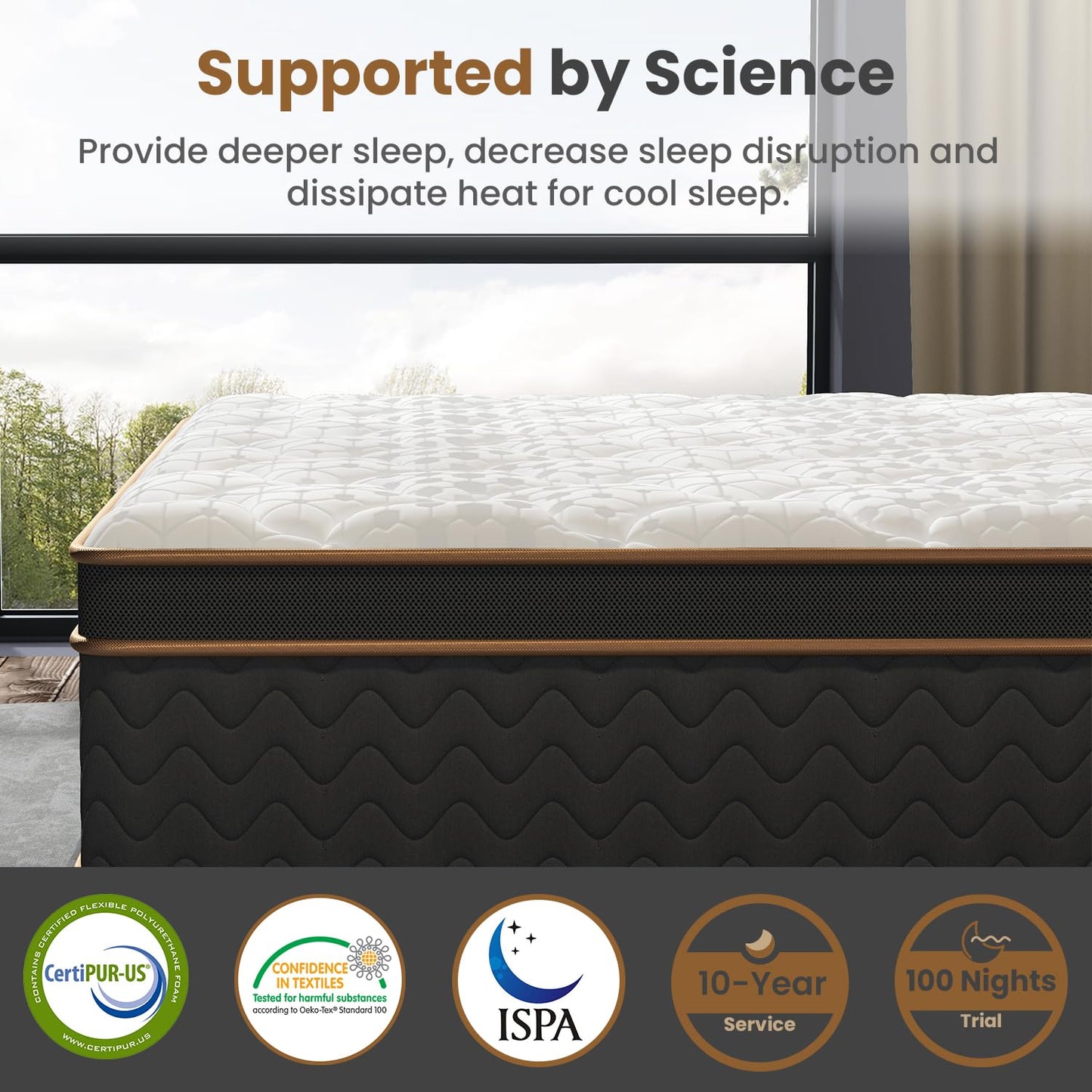 Queen Mattress, 14 Inch Firm Deluxe Hybrid Mattress, Fiberglass - Free Memory Foam Mattress in a Box, Individual Pocket Spring - Motion Isolation - Extra Edge Support, 365 Nights Trial, CertiPUR - US - The One Stop Deals