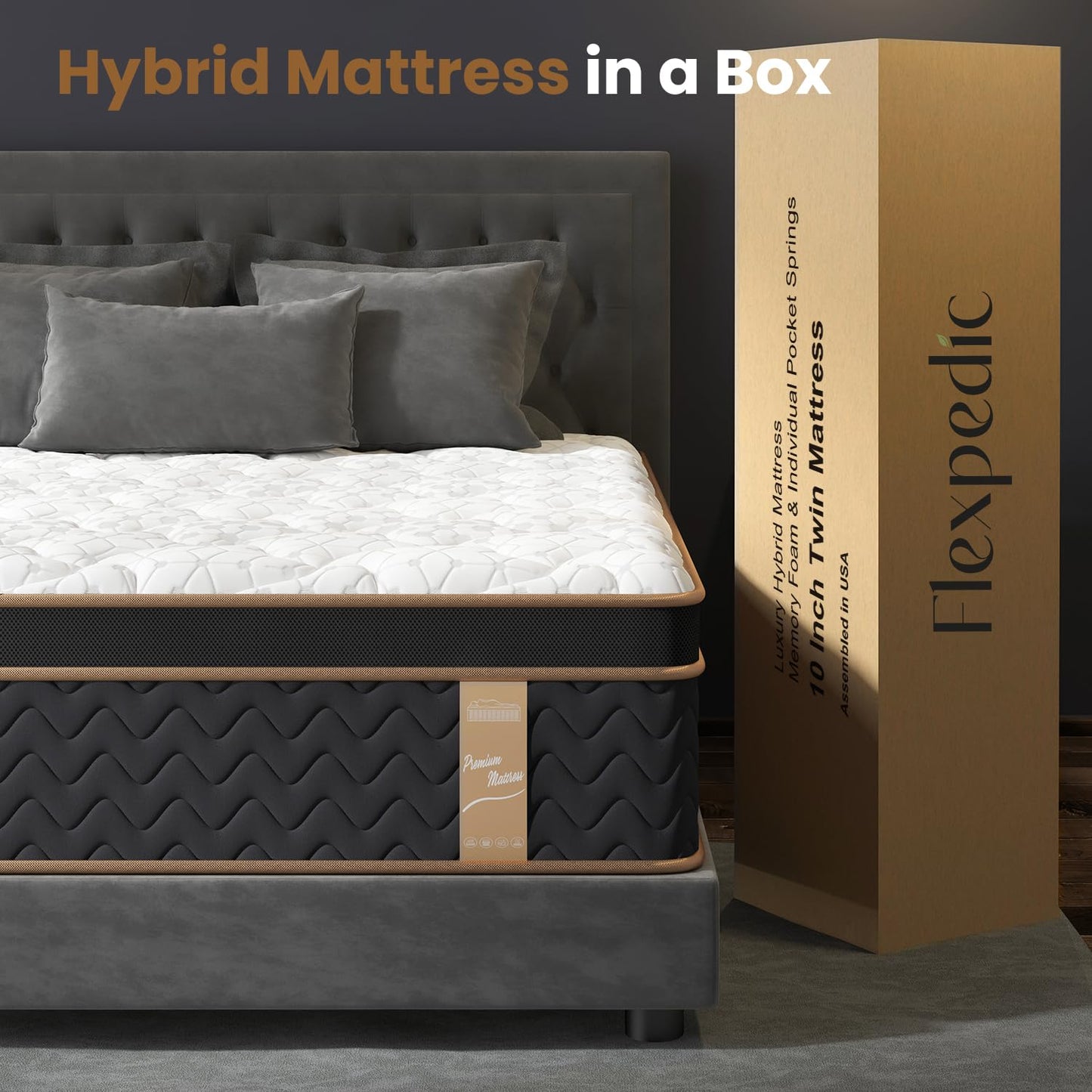 Queen Mattress, 14 Inch Firm Deluxe Hybrid Mattress, Fiberglass - Free Memory Foam Mattress in a Box, Individual Pocket Spring - Motion Isolation - Extra Edge Support, 365 Nights Trial, CertiPUR - US - The One Stop Deals