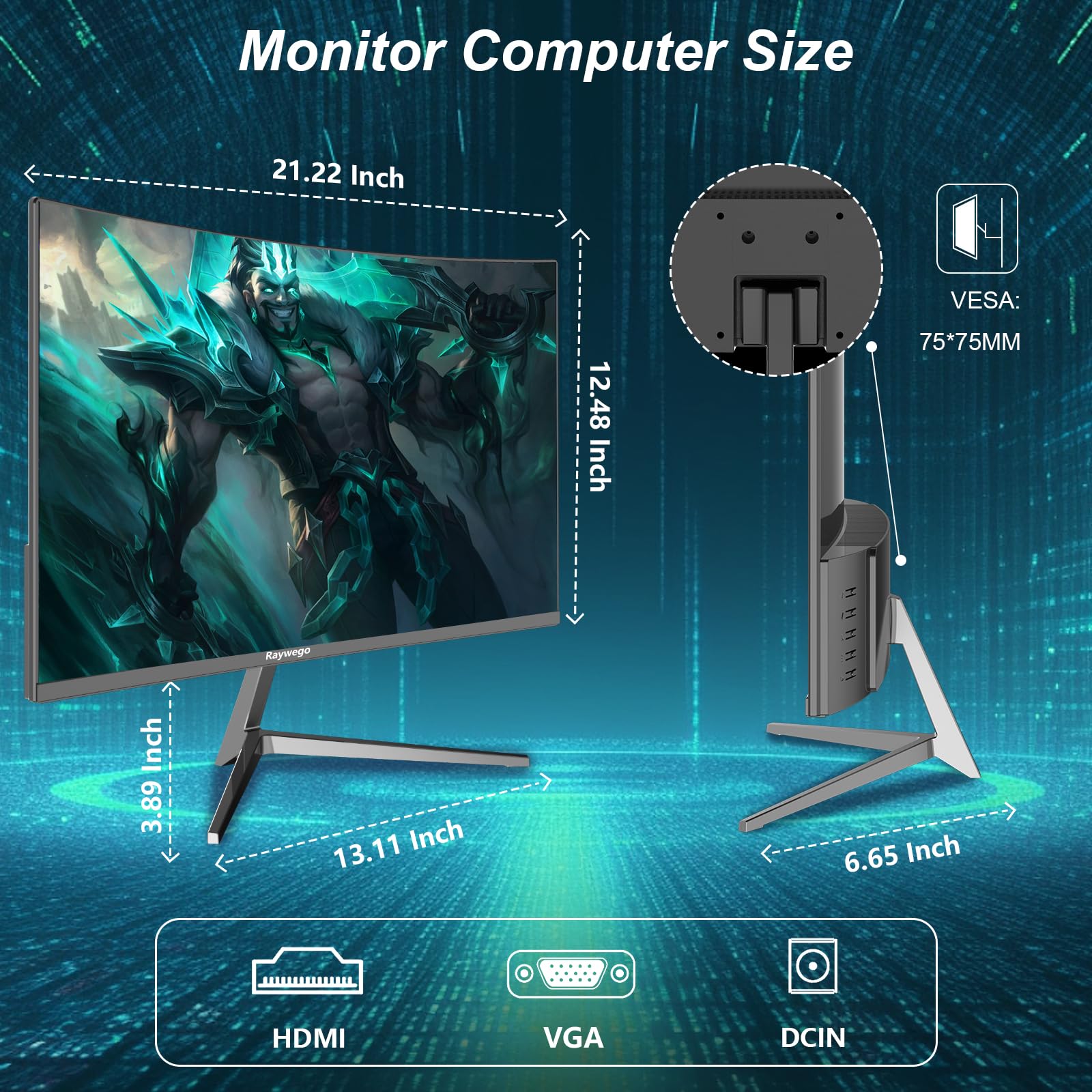 Raywego 24 inch Curved Monitor 100Hz FHD 1920x1080p Refresh Rate 16:9 Aspect Ratio Ergonomic Tilt & VESA Compatible - Home Office Gaming Monitor Sync Visual Experience for Work & Play - The One Stop Deals