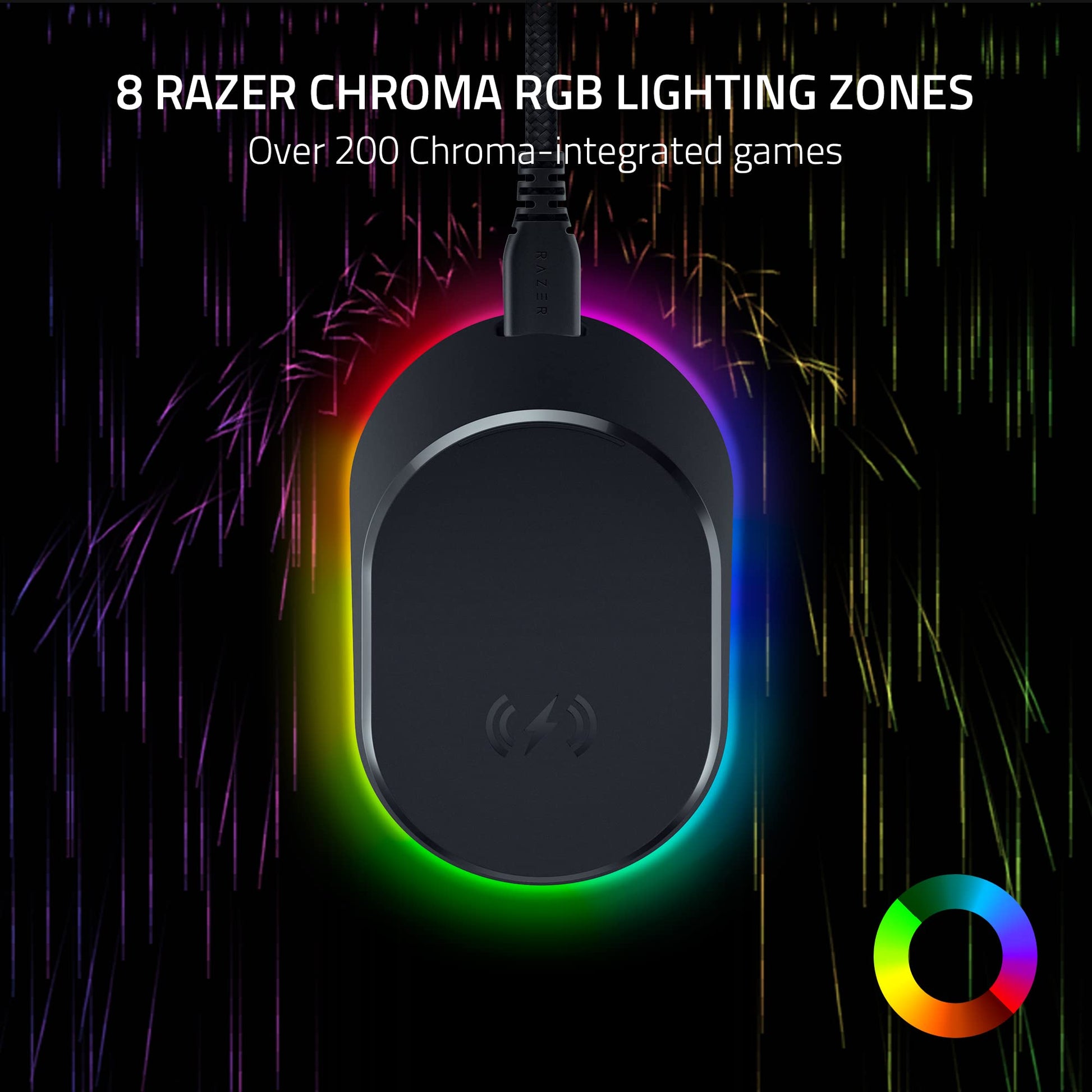 Razer Mouse Dock Pro with Wireless Charging Puck: Magnetic Wireless Charging - Integrated HyperPolling 8K Hz Transceiver - Anti - Slip Base - Chroma RGB Lighting - Classic Black - The One Stop Deals