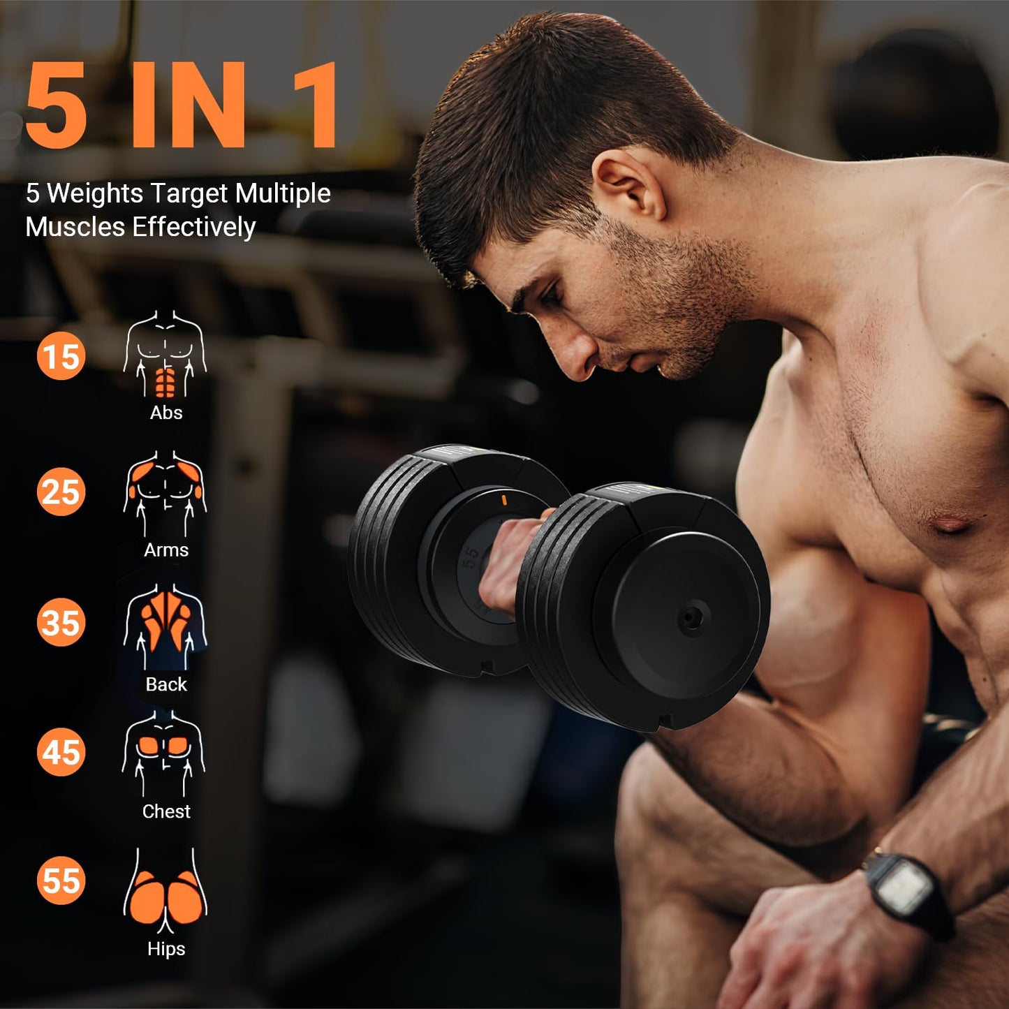 Rendpas Adjustable Dumbbells Set of 2, 1 - Sec Adjustable Weights Dumbbells Set, 5 in 5 Free Adjustable Dumbbell Set with Anti - Slip Texture Handle, Weight Set For Home Gym Suit both Men and Women - The One Stop Deals