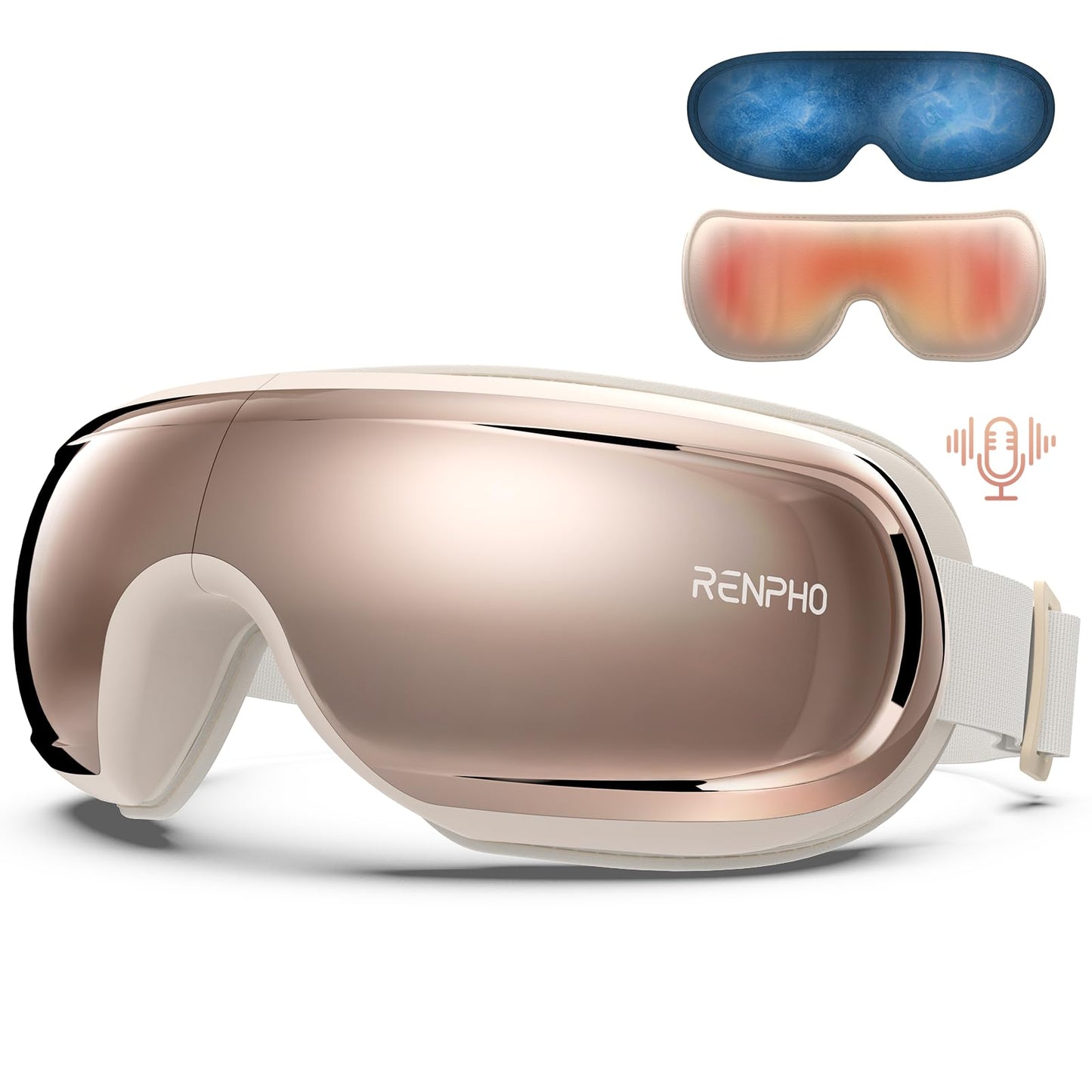 RENPHO Eye Massager with Heat and Cooling, Eyeris 3 Rosé Eye Massager FSA HSA for Migraine, Eye Sleep Mask with Voice Control & Ice Pack for Eye Care, Eye Strain, Stye Eye, Birthday Gifts for Women - The One Stop Deals