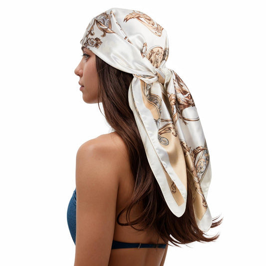 RIIQIICHY Head Scarf for Women Like Silk Scarf Hair Scarf Printed Square Scarf Bandanas for Women 35 Inches - The One Stop Deals