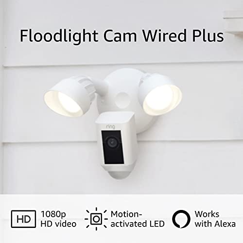 Ring Floodlight Cam Wired Plus with motion - activated 1080p HD video, White (2021 release) - The One Stop Deals