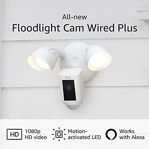 Ring Floodlight Cam Wired Plus with motion - activated 1080p HD video, White (2021 release) - The One Stop Deals