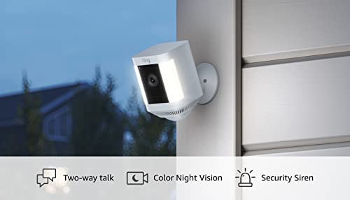 Ring Spotlight Cam Plus, Battery | Two - Way Talk, Color Night Vision, and Security Siren (2022 release) - White - The One Stop Deals