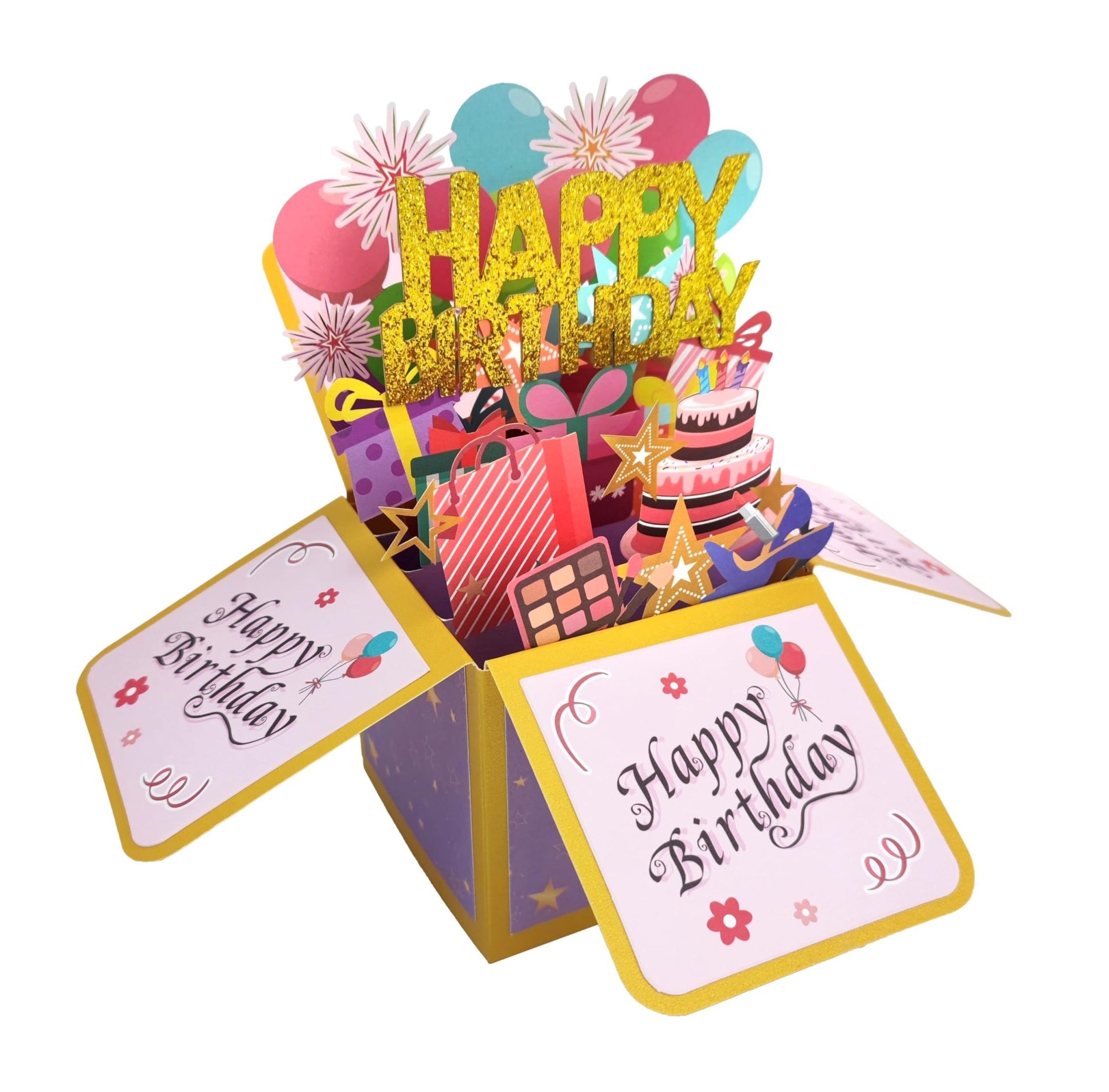 ROBBEAR Funny Happy Birthday Pop Up Card, Sweet 3D Birthday Gift Box for Adults and Kids with Envelopes, Unique Handmade Foldable Celebration Cards for Daughter, Son, Mom, Dad, Friend - The One Stop Deals