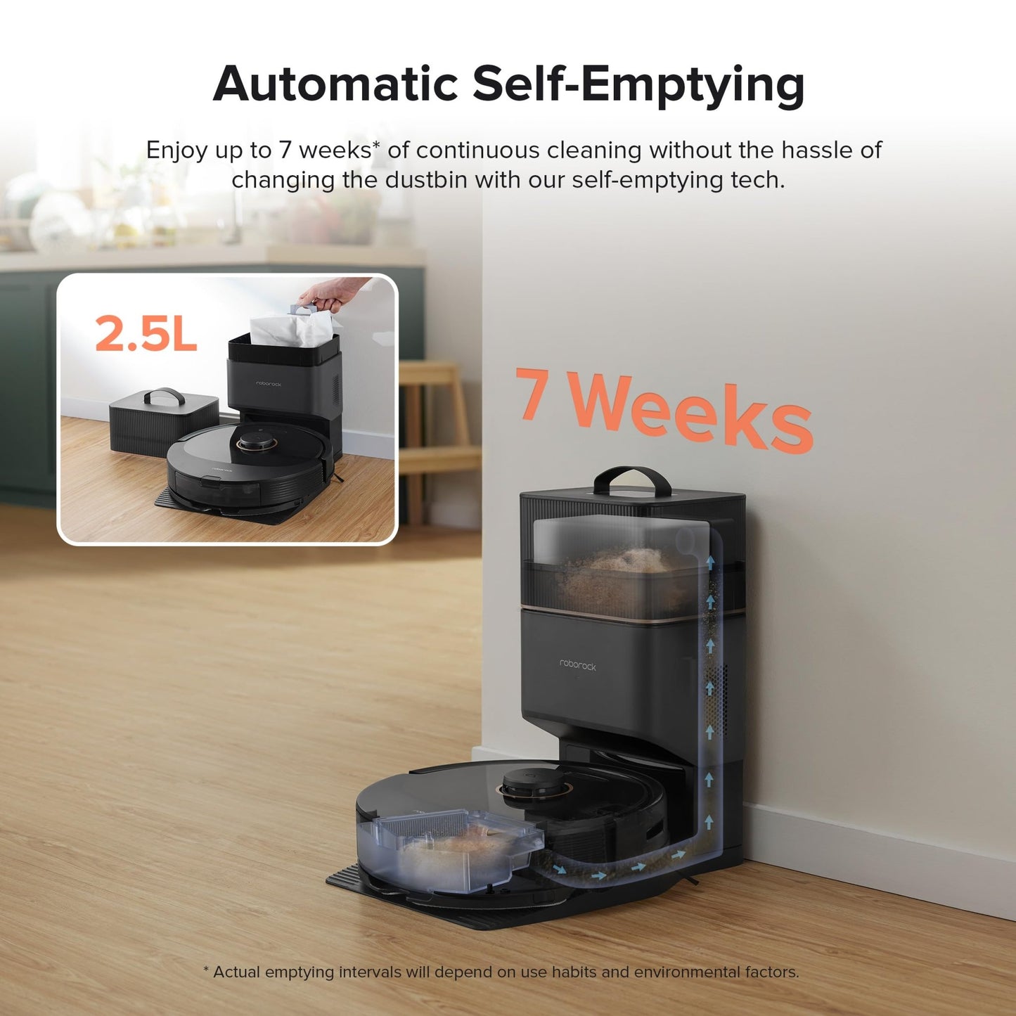 roborock Q8 Max+ Robot Vacuum and Mop, Self - Emptying, Hands - Free Cleaning for up to 7 Weeks, Reactive Tech Obstacle Avoidance, 5500 Pa Suction, DuoRoller Brush, APP - Controlled Mopping, Black - The One Stop Deals