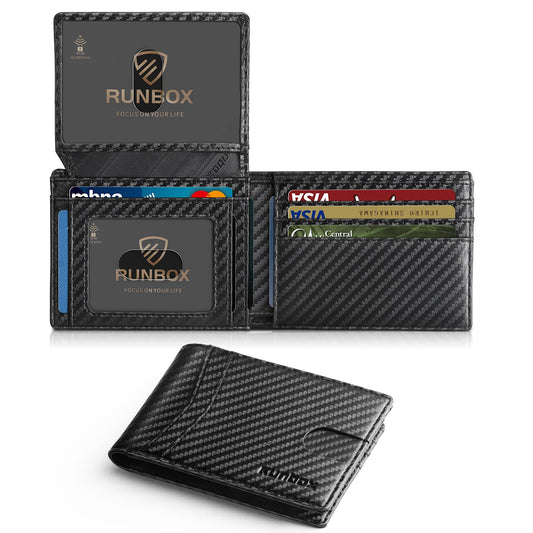 RUNBOX Men's Wallets 15 Card Holder Slim Rfid Leather 2 ID Window With Gift Box Men's Accessories - The One Stop Deals