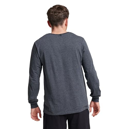 Russell Athletic Mens Cotton Performance Long Sleeve T-Shirts T Shirt, Black Heather, Large US - The One Stop Deals