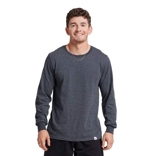 Russell Athletic Mens Cotton Performance Long Sleeve T-Shirts T Shirt, Black Heather, Large US - The One Stop Deals