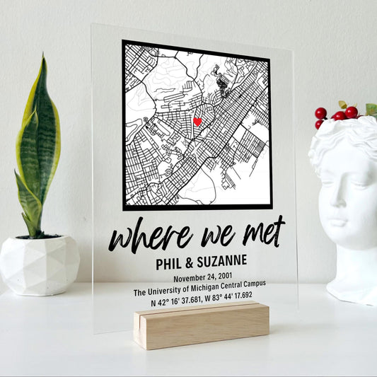 SAME DAY SHIP Where We Met Custom Map with Wooden, Acrylic, Led Light - Where It All Began Couples Map Birthday Gift Last minute gift ideas Anniversary Celebration Gift Valentines day gifts - The One Stop Deals