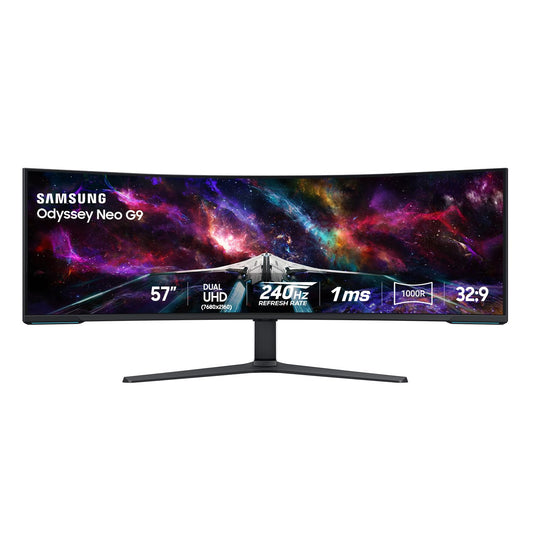 SAMSUNG 57' Odyssey Neo G9 Series Dual 4K UHD 1000R Curved Gaming Monitor, 240Hz, 1ms with DisplayPort 2.1, Quantum Mini - LED, DisplayHDR 1000, AMD FreeSync Premium Pro, LS57CG952NNXZA, 2023 - The One Stop Deals