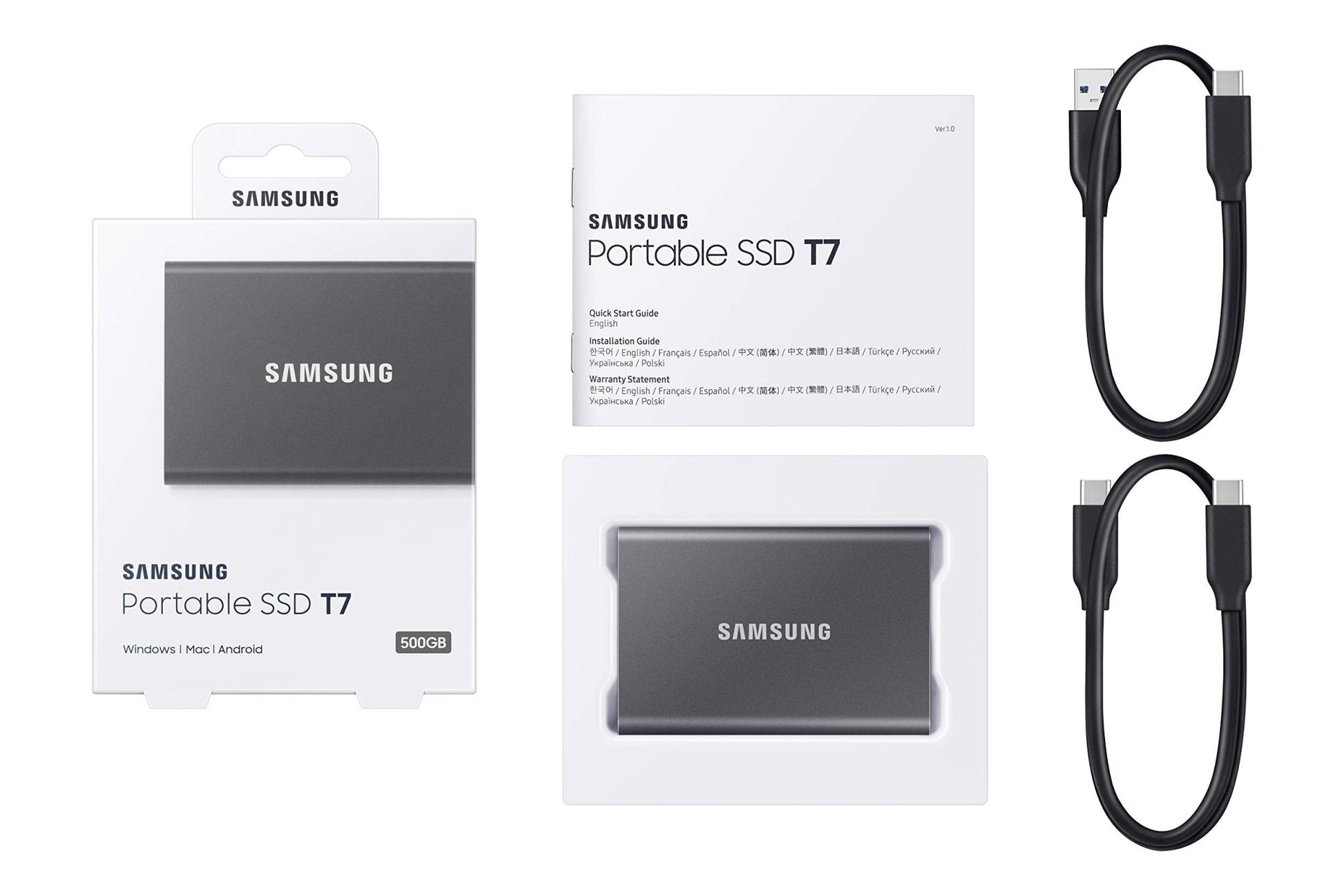 SAMSUNG T7 Portable SSD, 2TB External Solid State Drive, Speeds Up to 1,050MB/s, USB 3.2 Gen 2, Reliable Storage for Gaming, Students, Professionals, MU - PC2T0T/AM, Gray - The One Stop Deals