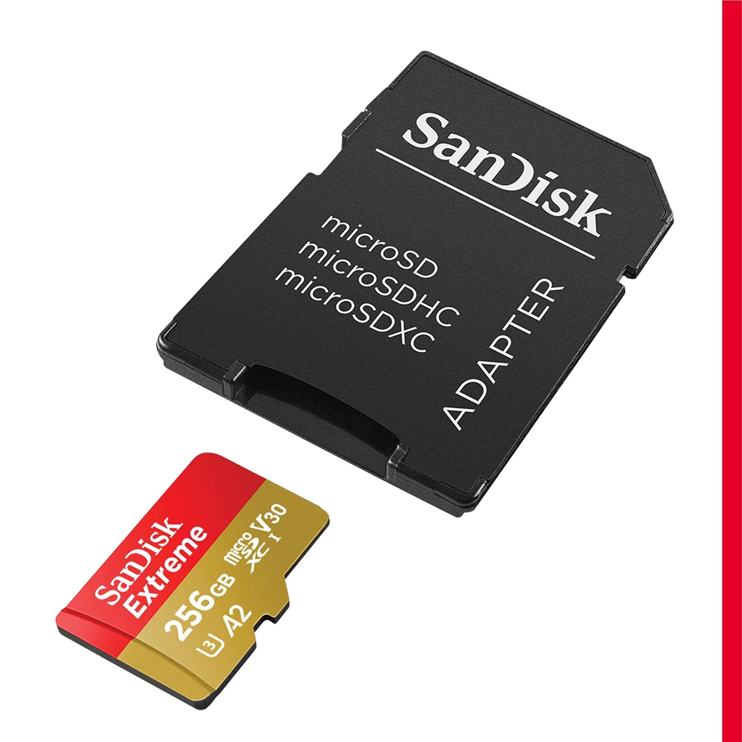 SanDisk 256GB Extreme microSDXC UHS - I Memory Card with Adapter - Up to 190MB/s, C10, U3, V30, 4K, 5K, A2, Micro SD Card - SDSQXAV - 256G - GN6MA - The One Stop Deals