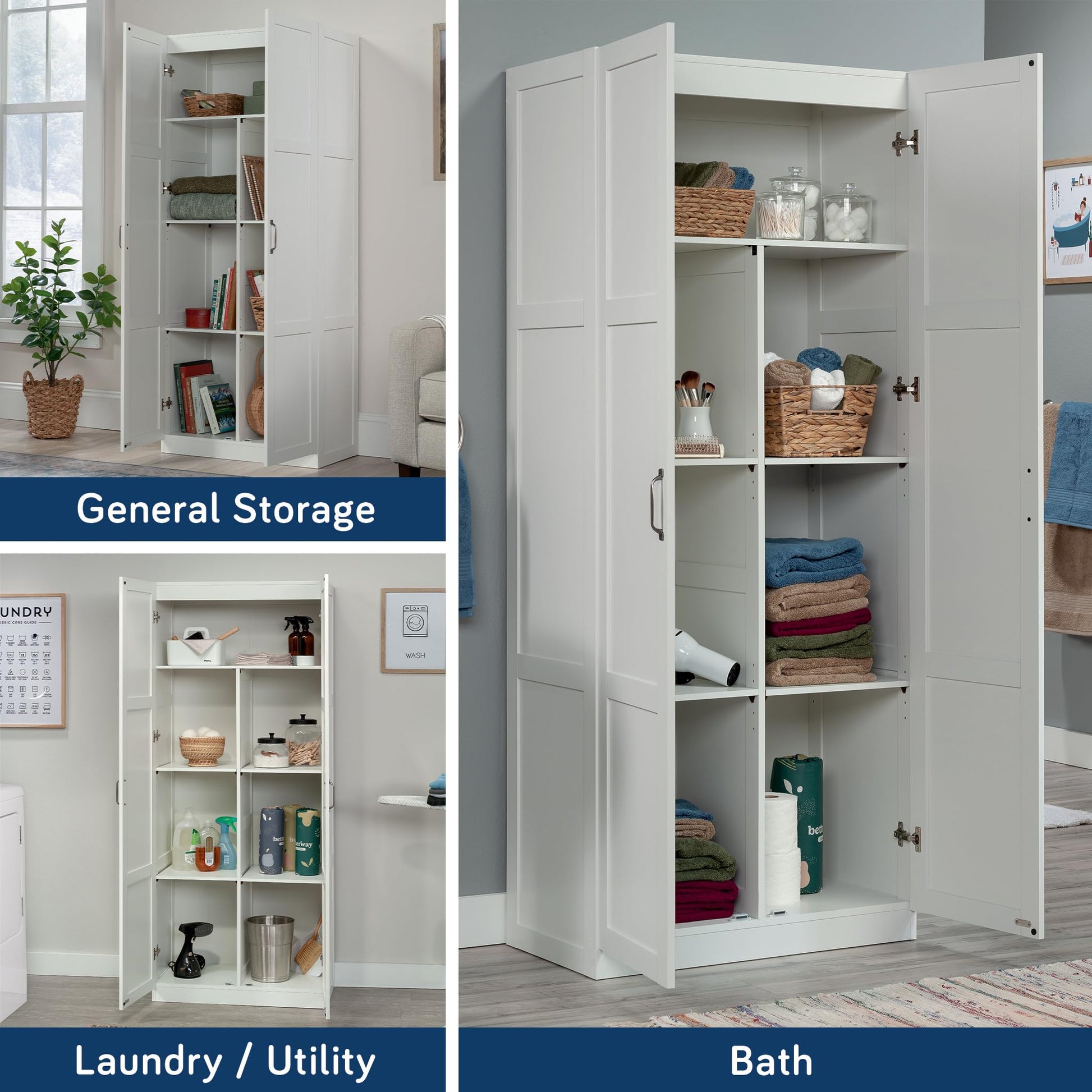 Sauder Select Storage Cabinet/ Pantry cabinets, White finish - The One Stop Deals