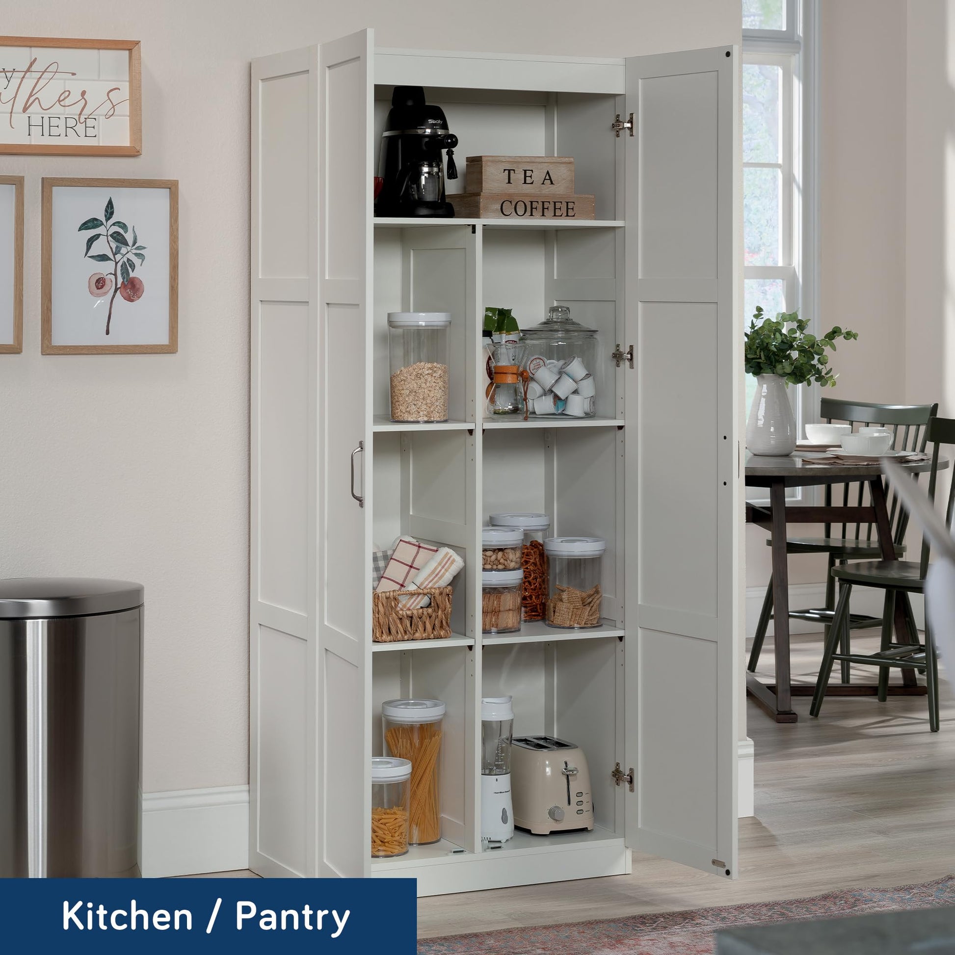 Sauder Select Storage Cabinet/ Pantry cabinets, White finish - The One Stop Deals